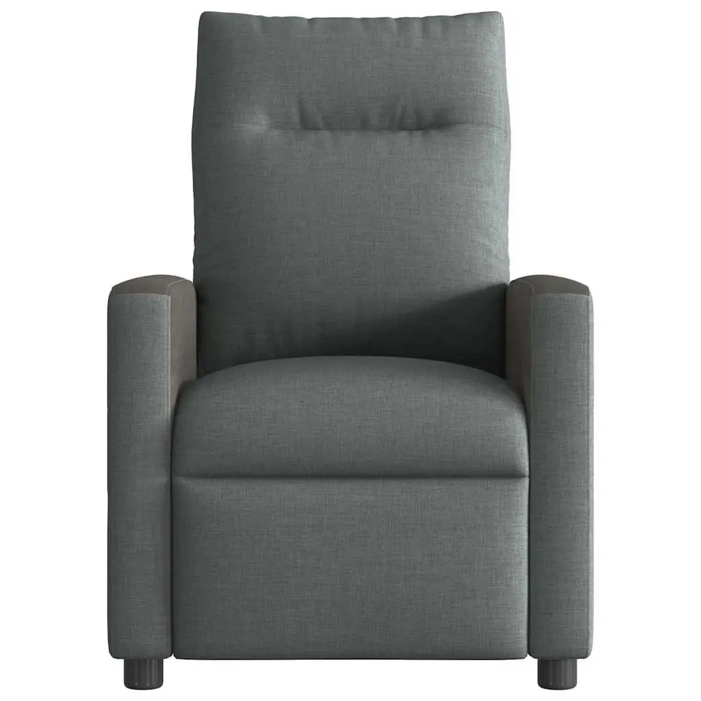 Manual Recliner Chair Grey Fabric Lounge Seat with Footrest Adjustable Backrest