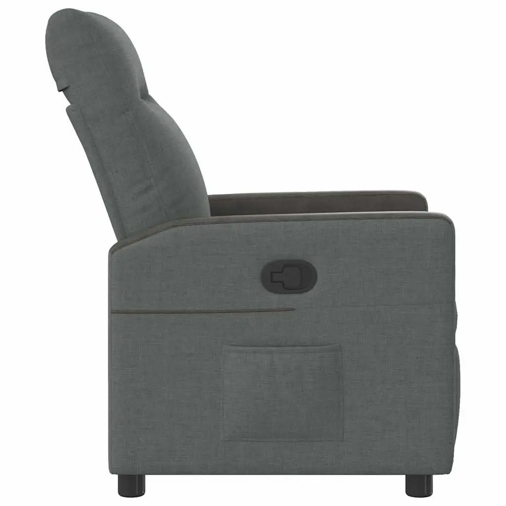 Manual Recliner Chair Grey Fabric Lounge Seat with Footrest Adjustable Backrest