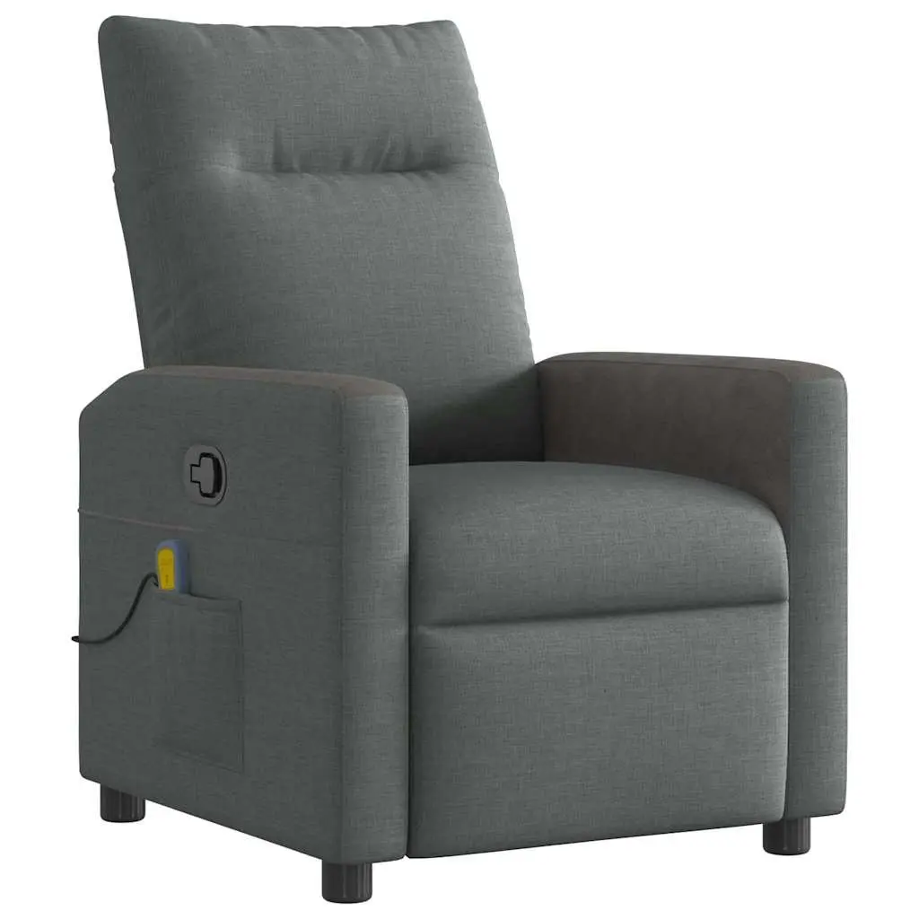 Recliner Chair Manual Vibration Massage Dark Grey Fabric Adjustable Armchair Relaxation