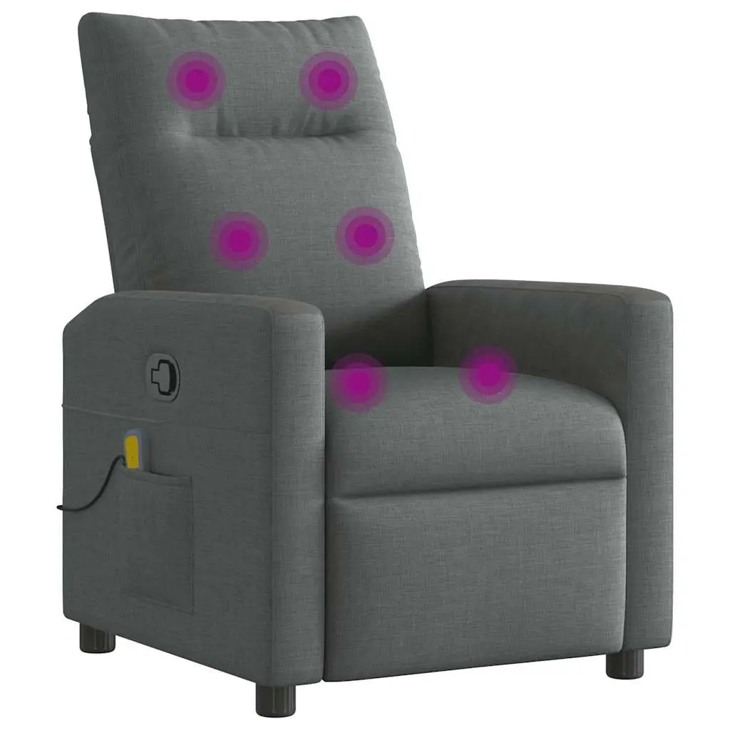 Recliner Chair Manual Vibration Massage Dark Grey Fabric Adjustable Armchair Relaxation