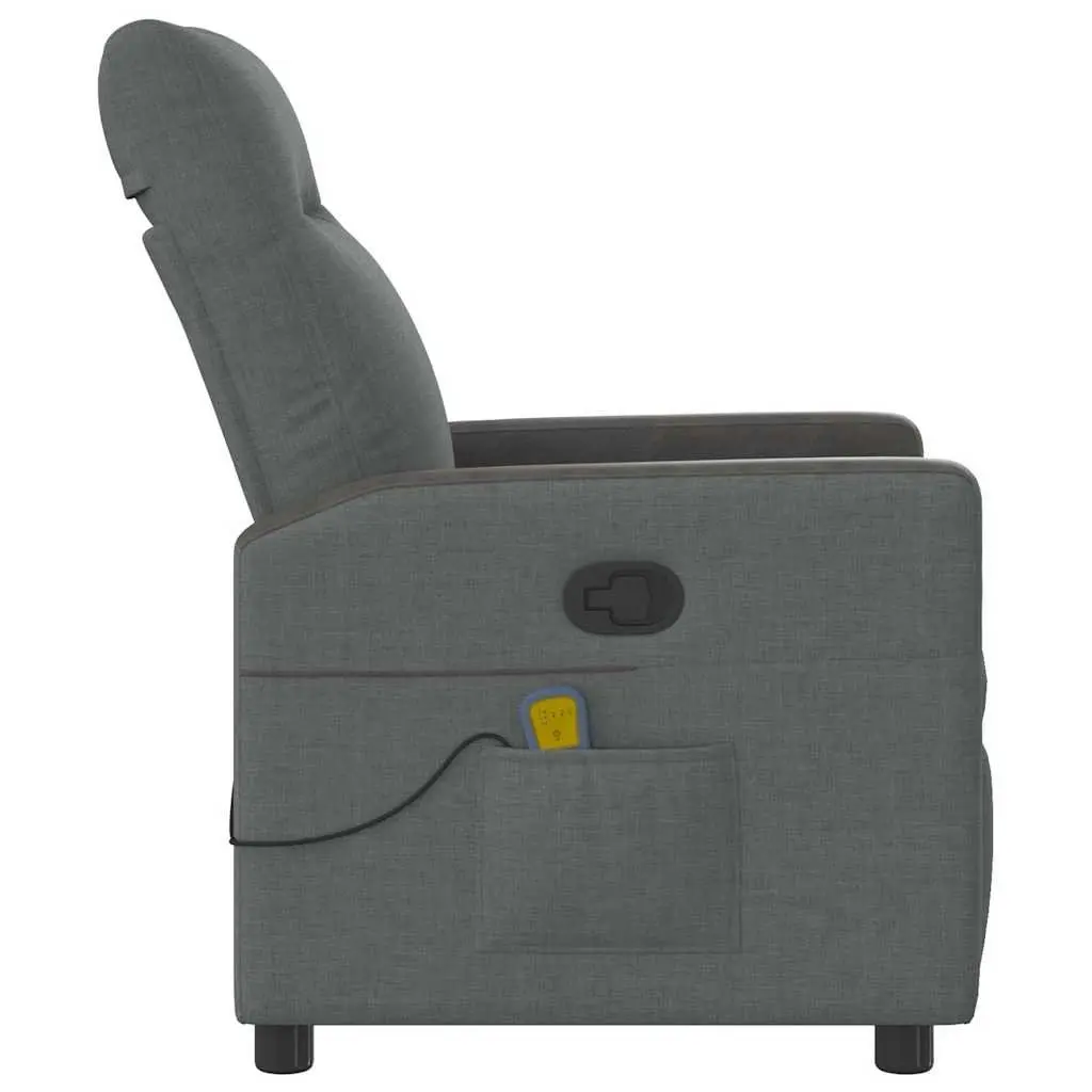 Recliner Chair Manual Vibration Massage Dark Grey Fabric Adjustable Armchair Relaxation