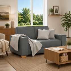 Comfortable Dark Grey 2-Seater Sofa with Storage