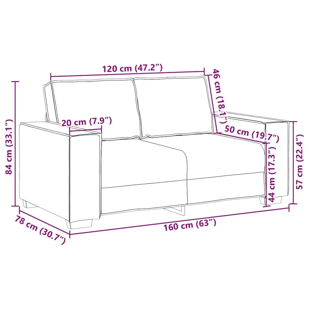 2-Seater Sofa Dark Grey 160x78x84cm Fabric Living Room Couch