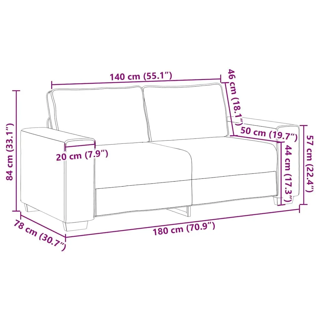 Grey Fabric Sofa 2-Seater Lounge Couch for Living Room Relaxing Seating