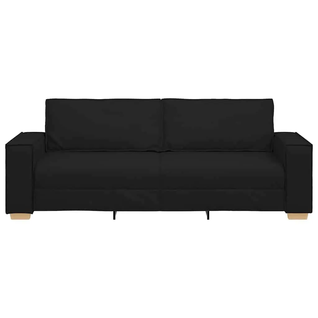 3-Seater Sofa Black Fabric Living Room Couch 220x78x84cm