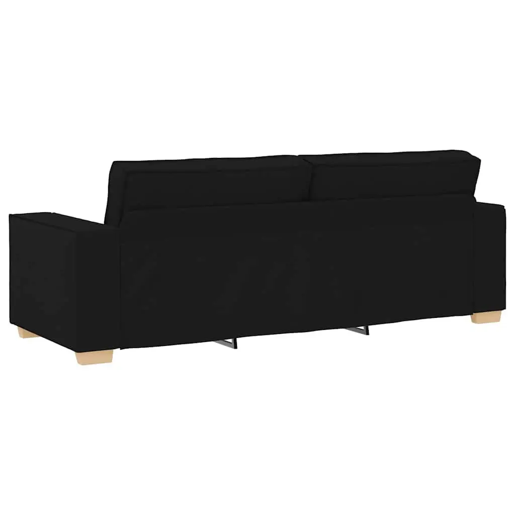 3-Seater Sofa Black Fabric Living Room Couch 220x78x84cm