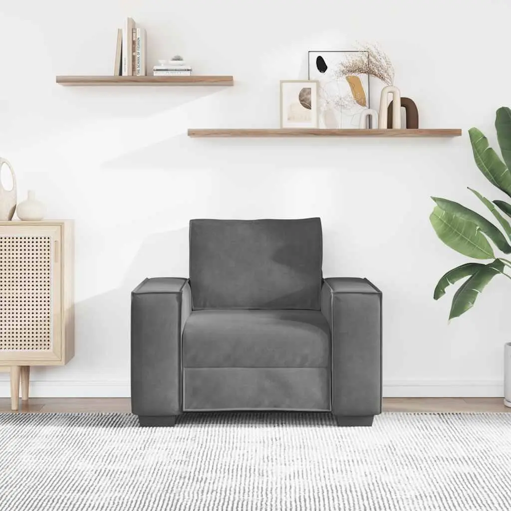 Sofa Chair Grey Velvet Relaxing Living Room Furniture