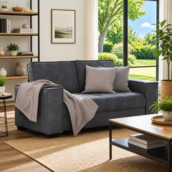 Cozy Grey Velvet 2-Seater Sofa Offering Practical Comfort
