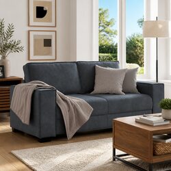 Comfortable and Practical 2-Seater Sofa in Dark Grey Velvet
