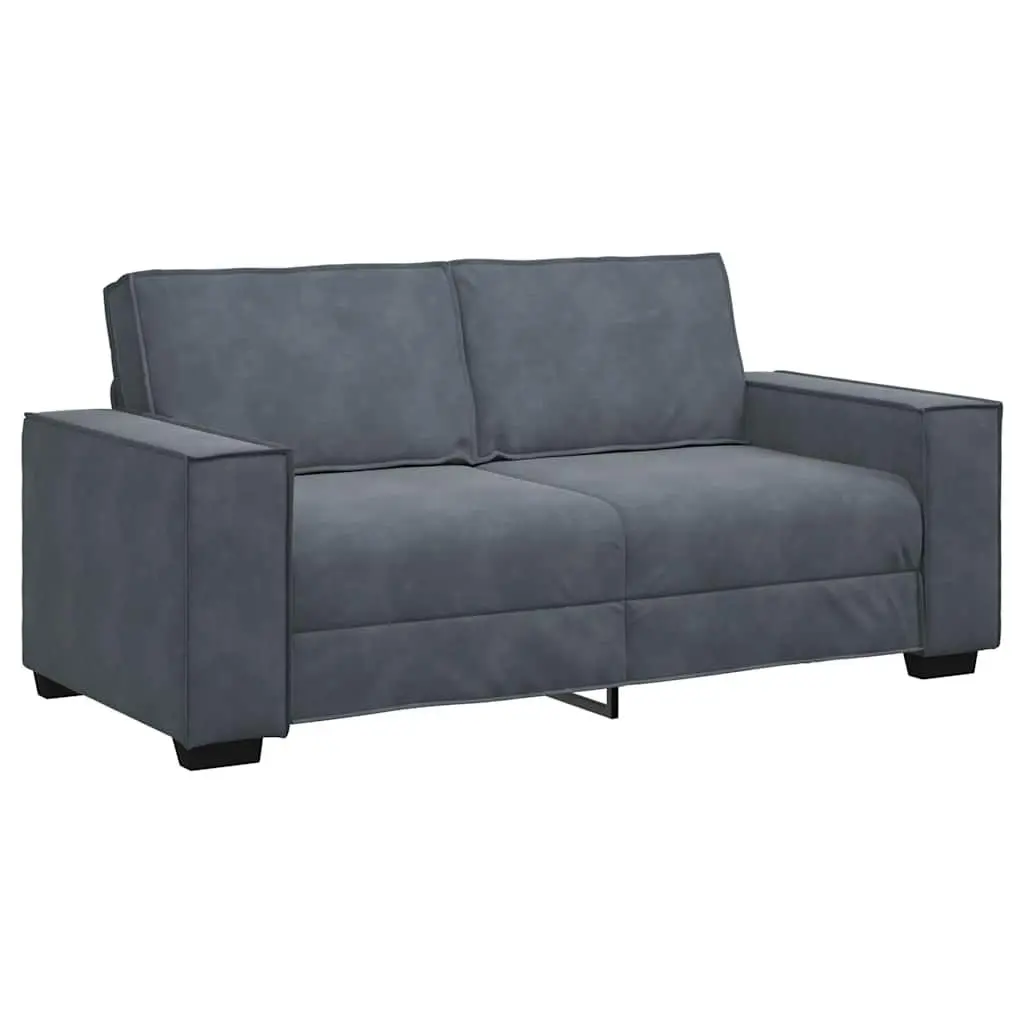 2-Seater Sofa Dark Grey Velvet Living Room Furniture Couch Padded Seat