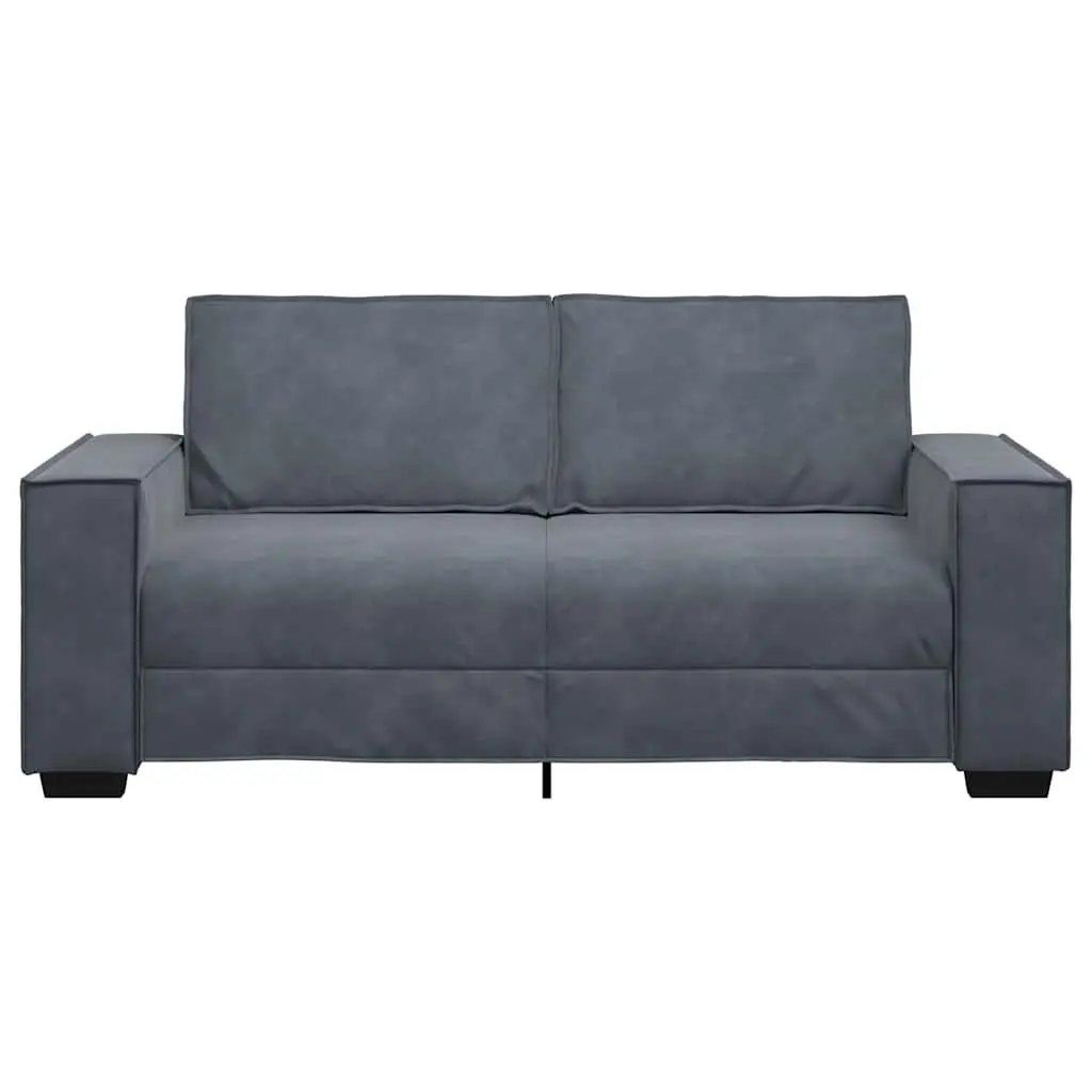 2-Seater Sofa Dark Grey Velvet Living Room Furniture Couch Padded Seat