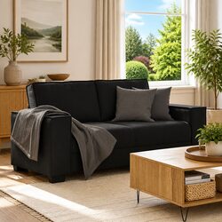 Comfortable Black Velvet 2-Seater Sofa with Sturdy Frame