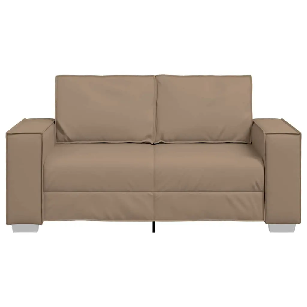 Loveseat Sofa 160 cm Indoor Seating Faux Leather 2 Seater Cappuccino Brown