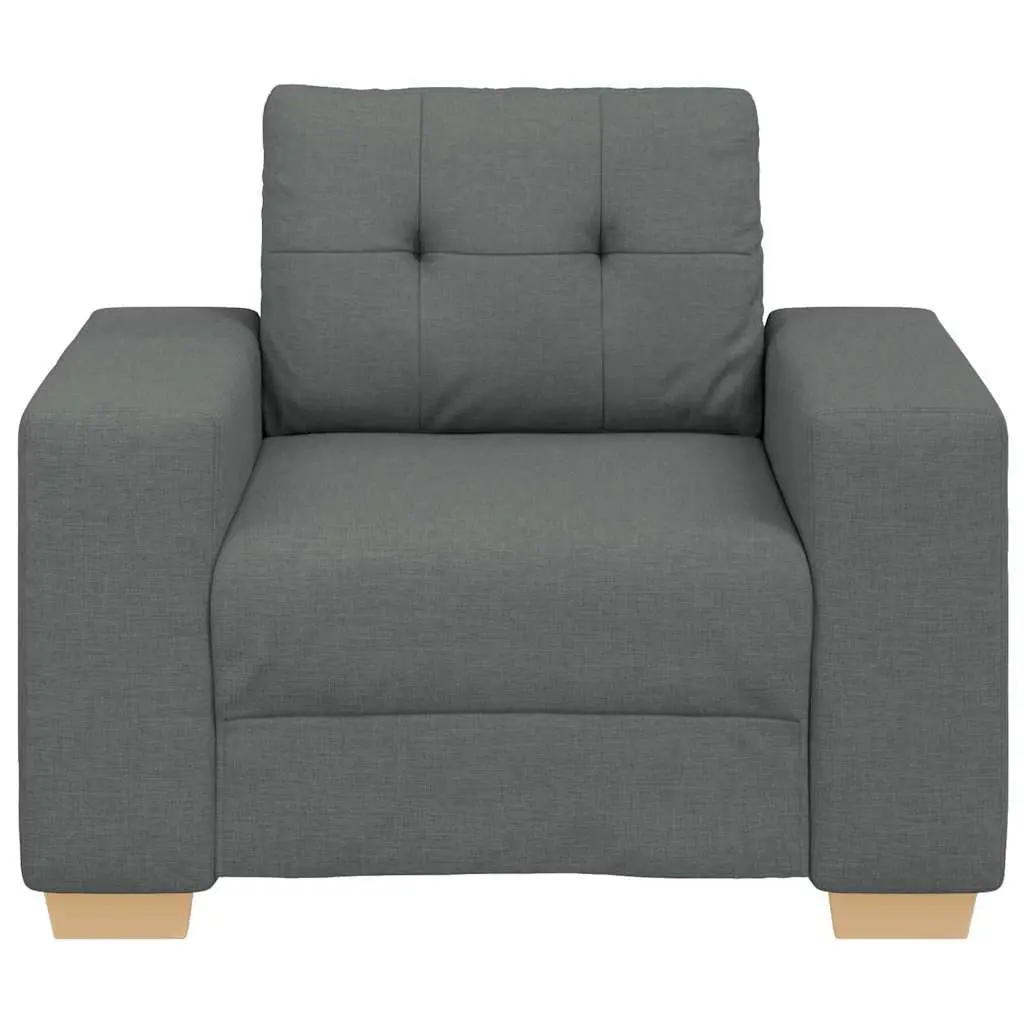 Sofa Chair Grey Fabric Lounge Seat Padded Armchair Living Room Furniture