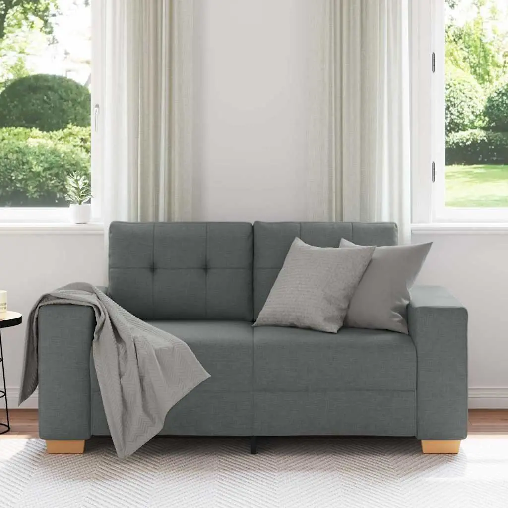 Loveseat Sofa Dark Grey 160x77x82 cm Fabric 2 Seater Living Room Couch