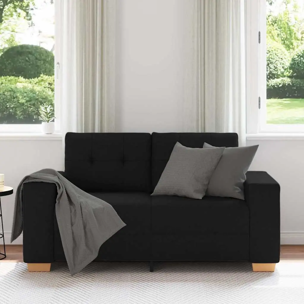Loveseat Sofa Black Fabric Lounge Couch 160x77x82cm