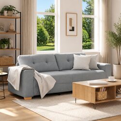 Comfortable 3-Seater Sofa in Grey Fabric for Value