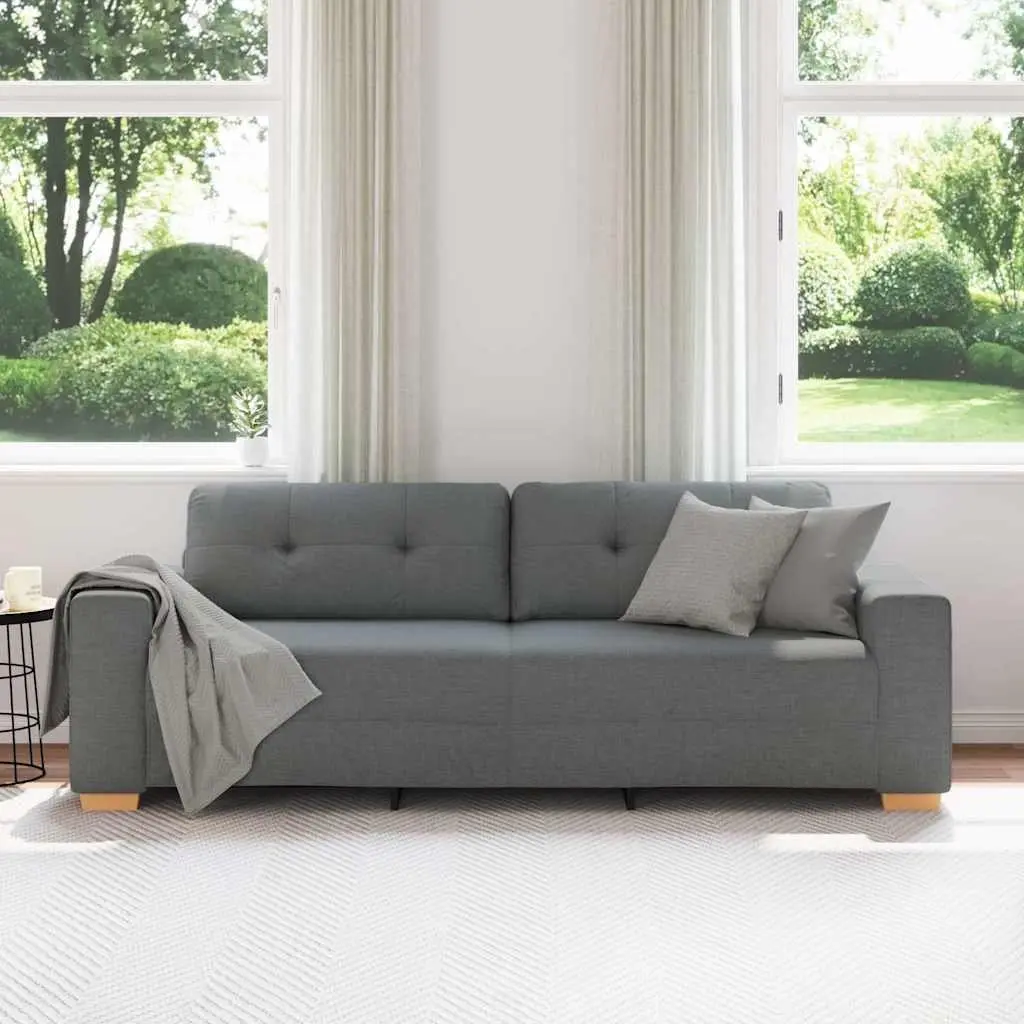 3-Seater Sofa Grey Fabric Modern Living Room Couch Relaxation Furniture