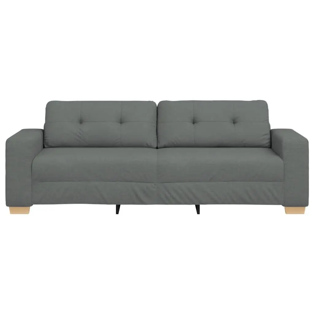 3-Seater Sofa Grey Fabric Modern Living Room Couch Relaxation Furniture