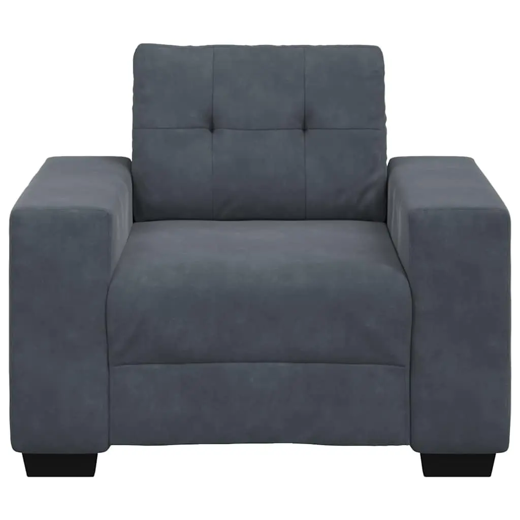 Sofa Chair Grey Velvet Lounge Seat Modern Living Room Armchair Relaxation