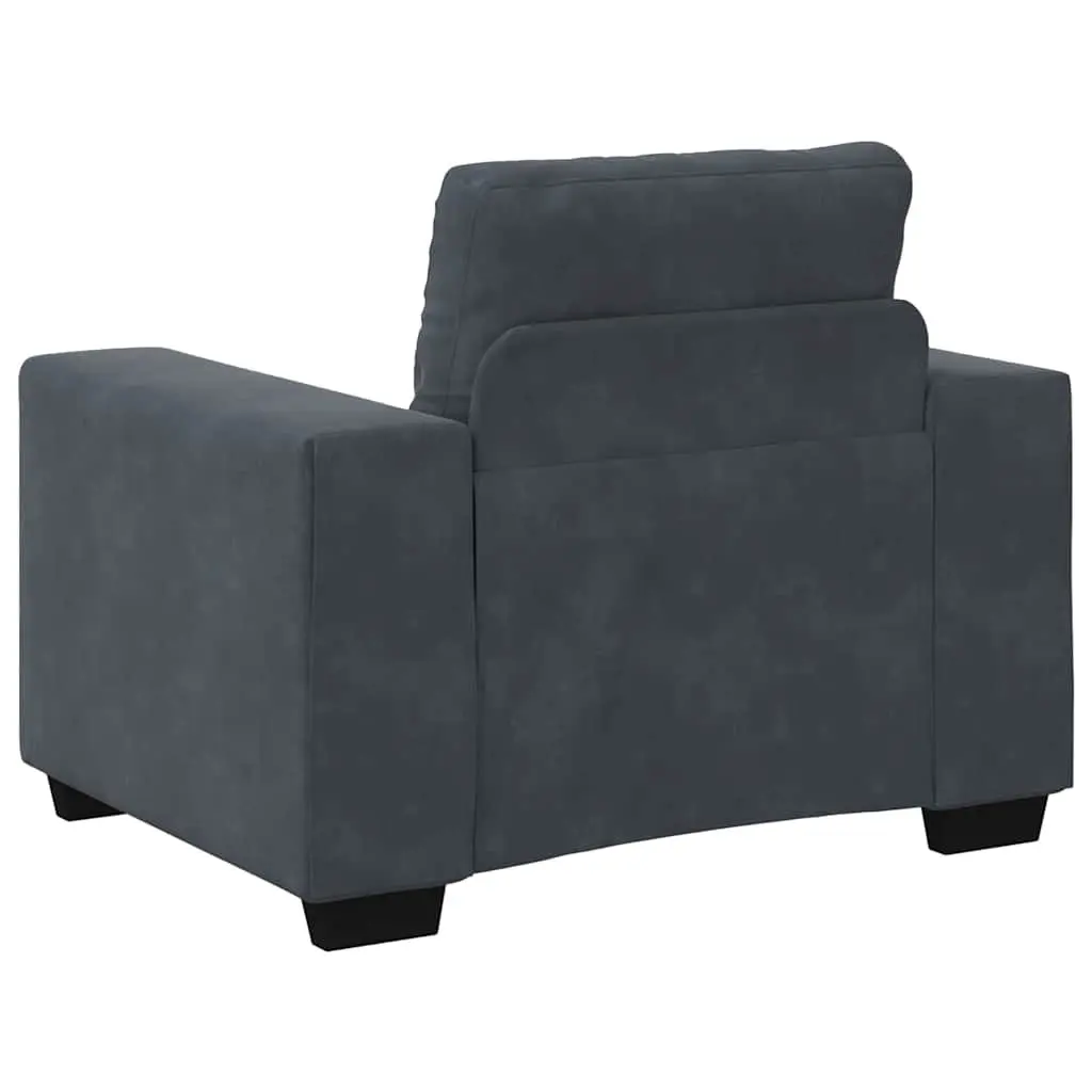Sofa Chair Grey Velvet Lounge Seat Modern Living Room Armchair Relaxation
