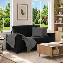 Comfortable Black Velvet Loveseat: Practical and Stylish