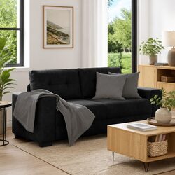 Comfortable Black Velvet Loveseat Sofa with Quality Design