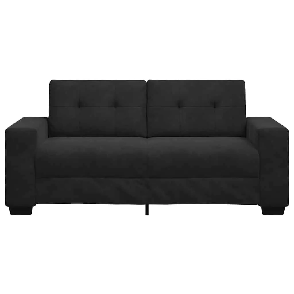 Loveseat Sofa Black Velvet 180x77x82cm Comfortable Padded Seating Armchair