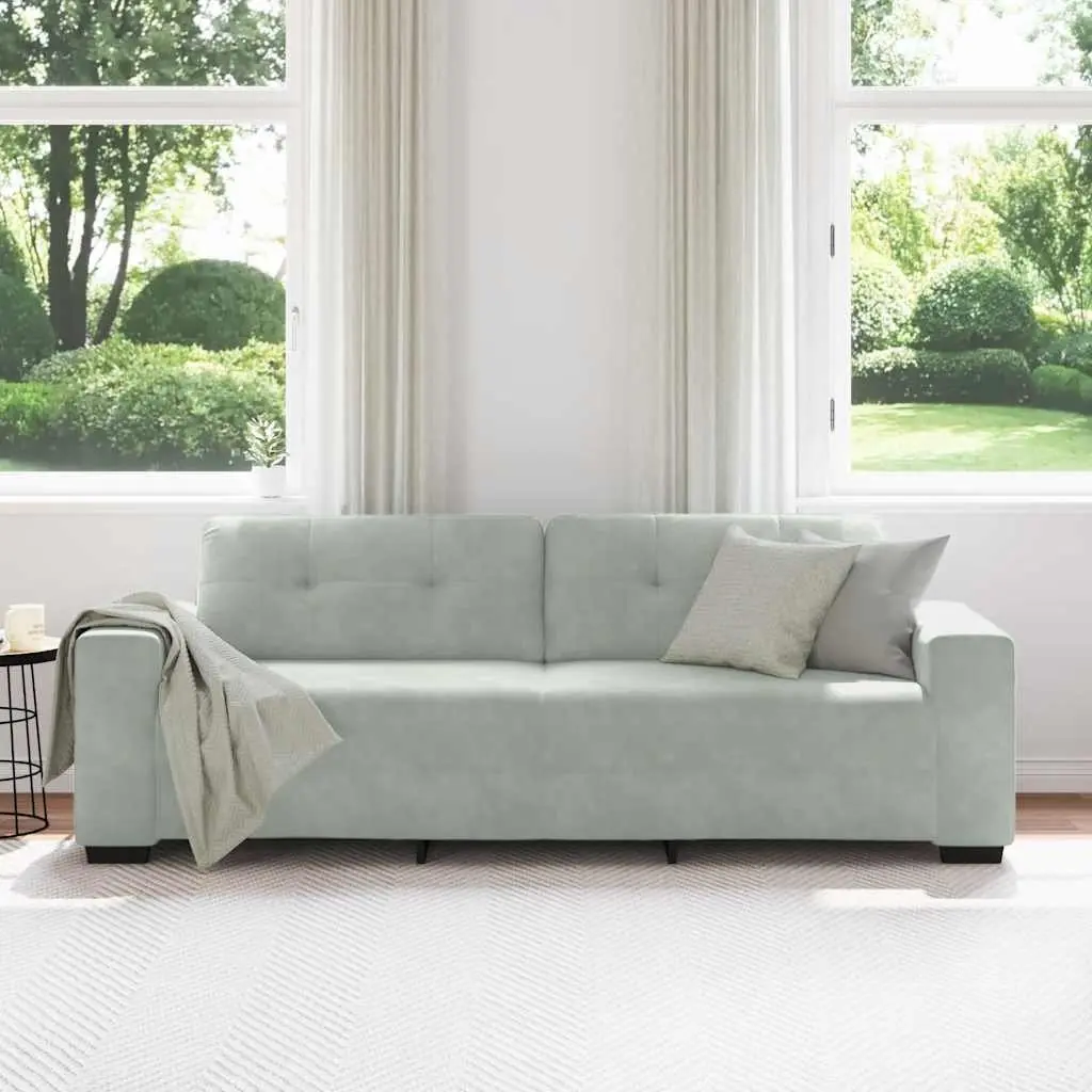 Grey Velvet 3-Seater Sofa