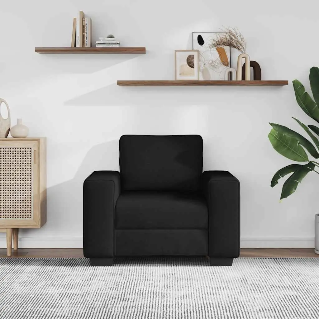 Black Fabric Sofa Chair Lounge Seat Armrest Living Room Furniture 100x77x82cm