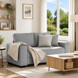 2-Seater Sofa Grey Fabric Lounge Couch Living Room Furniture 160x77x82cm