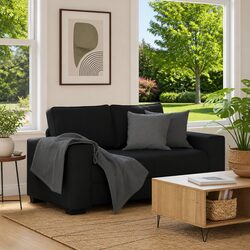 Value-Focused 2-Seater Black Fabric Sofa for Relaxation