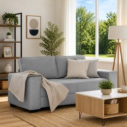 Reliable 2-Seater Sofa in Light Grey Fabric