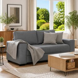 2-Seater Sofa Grey Fabric Living Room Couch Modern Comfortable Lounge Seating