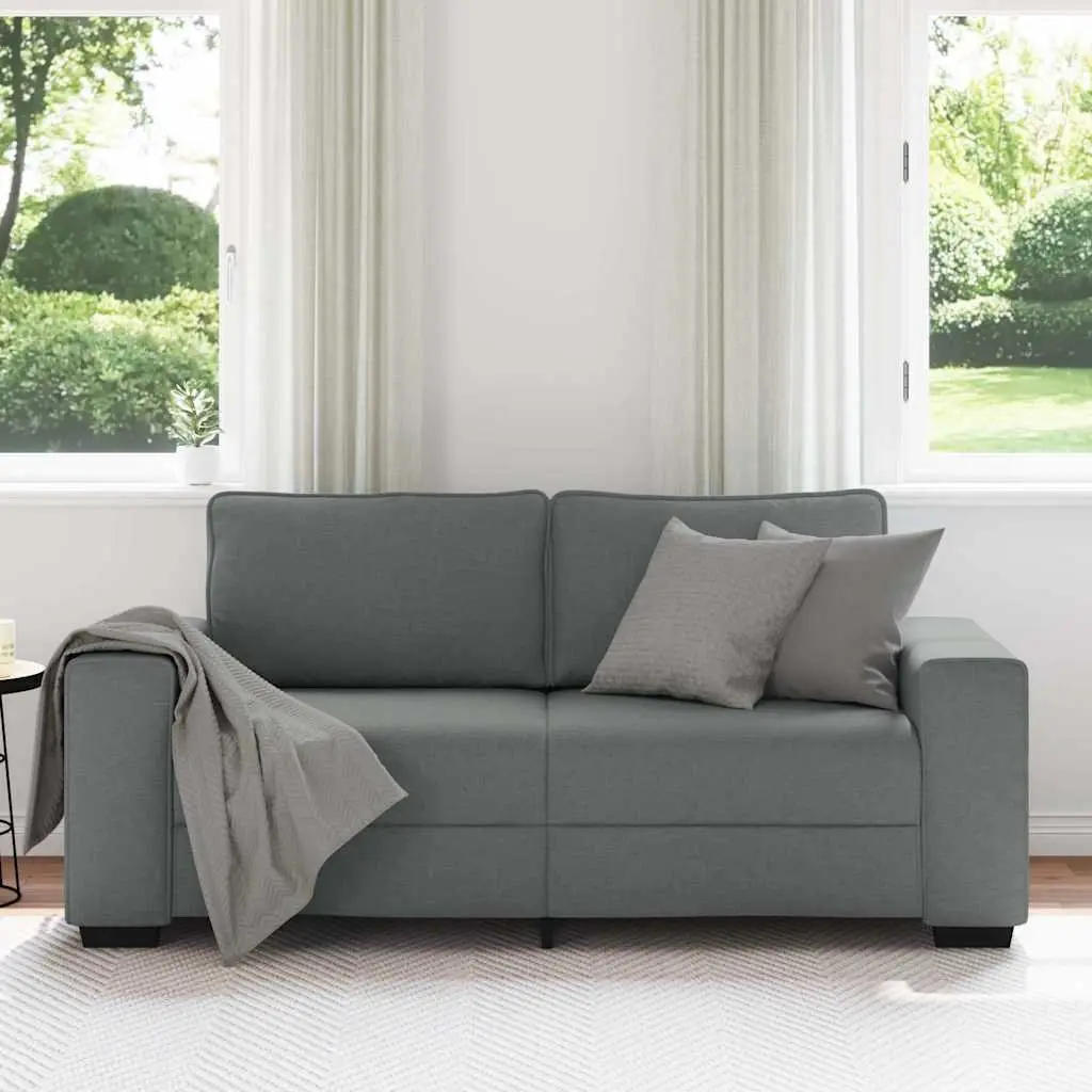 2-Seater Sofa Grey Fabric Living Room Couch Modern Comfortable Lounge Seating