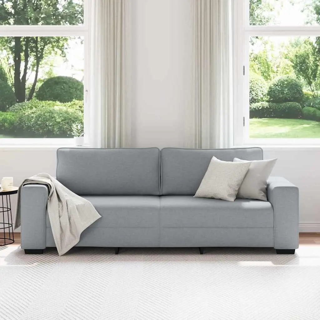 3-Seater Sofa Grey Fabric Lounge Living Room Couch 220x77x82cm Upholstered