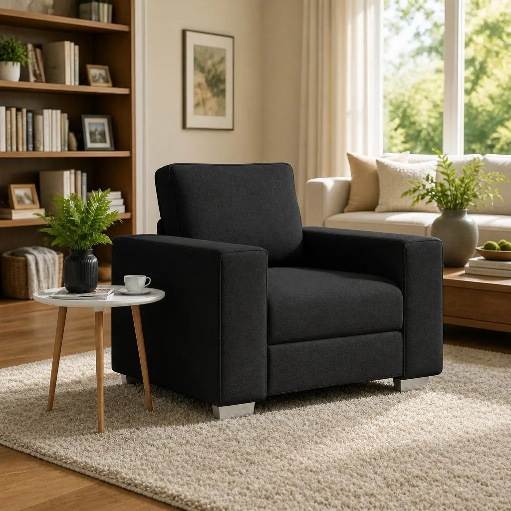 Fabric Sofa Chair Living Room 100cm Black