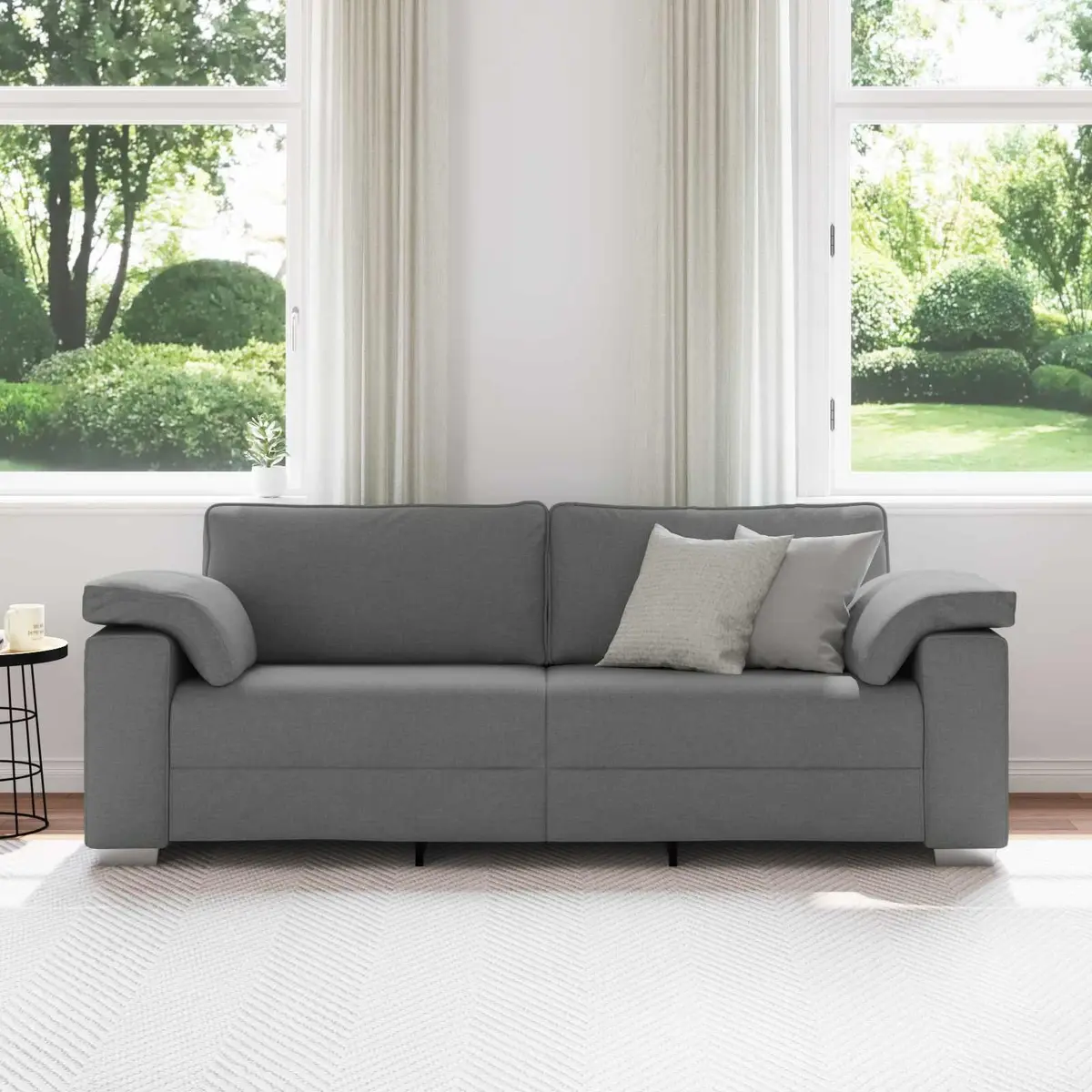 3-Seater Grey Fabric Sofa