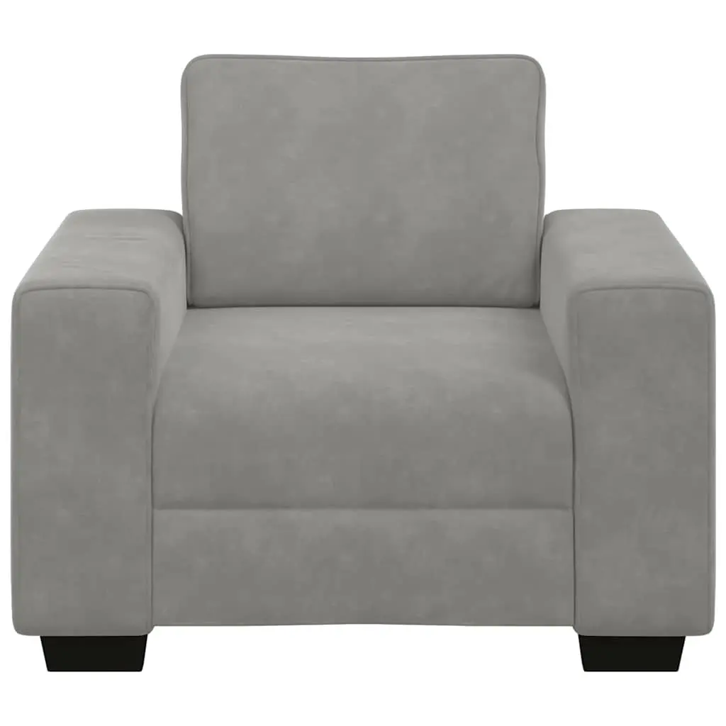 Sofa Chair Light Grey Velvet Lounge Seat Padded Armchair