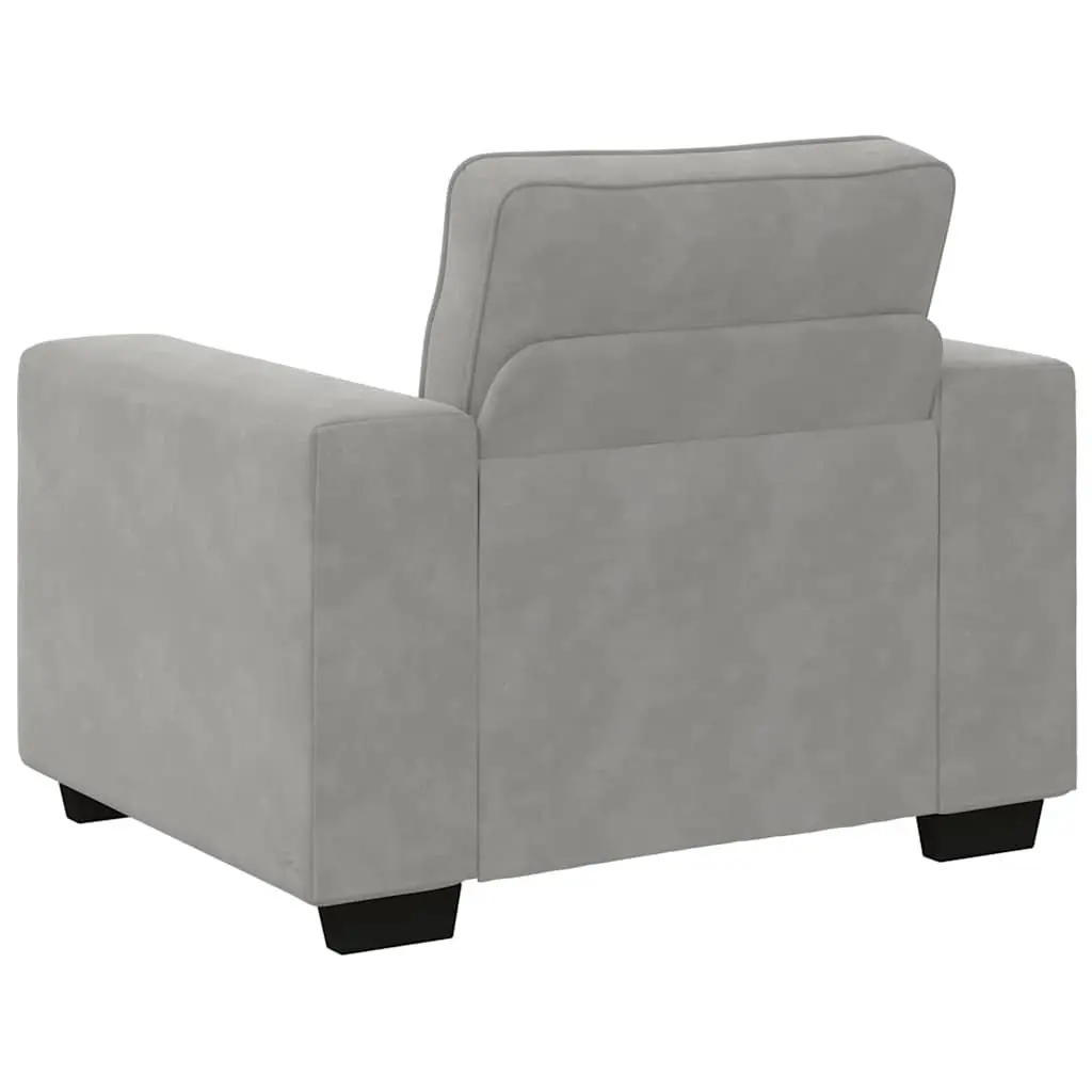 Sofa Chair Light Grey Velvet Lounge Seat Padded Armchair