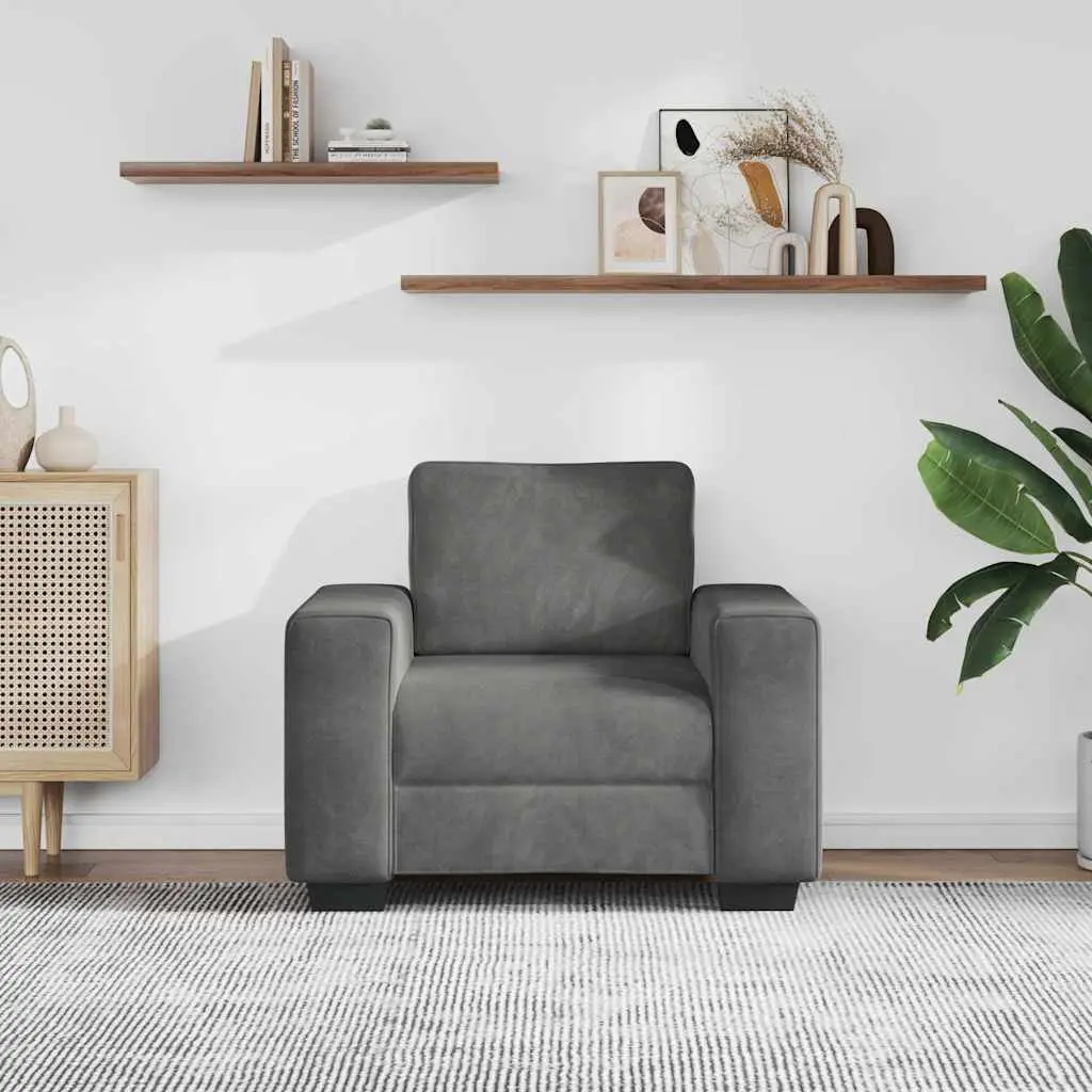 Sofa Chair Relaxation Dark Grey Velvet 100 x 77 x 82 cm