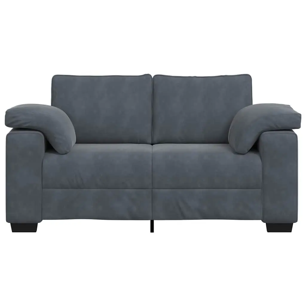 Loveseat Sofa Dark Grey Velvet 2 Seater Couch Living Room Bedroom Study