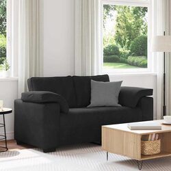 Loveseat Sofa Black Velvet 160x77x82 cm Compact Two Seater Relax Couch