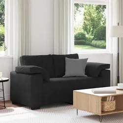 Loveseat Sofa Black Velvet 160x77x82 cm Compact Two Seater Relax Couch