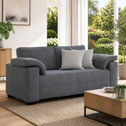 Warm and Reliable 180cm Grey Velvet Loveseat Sofa