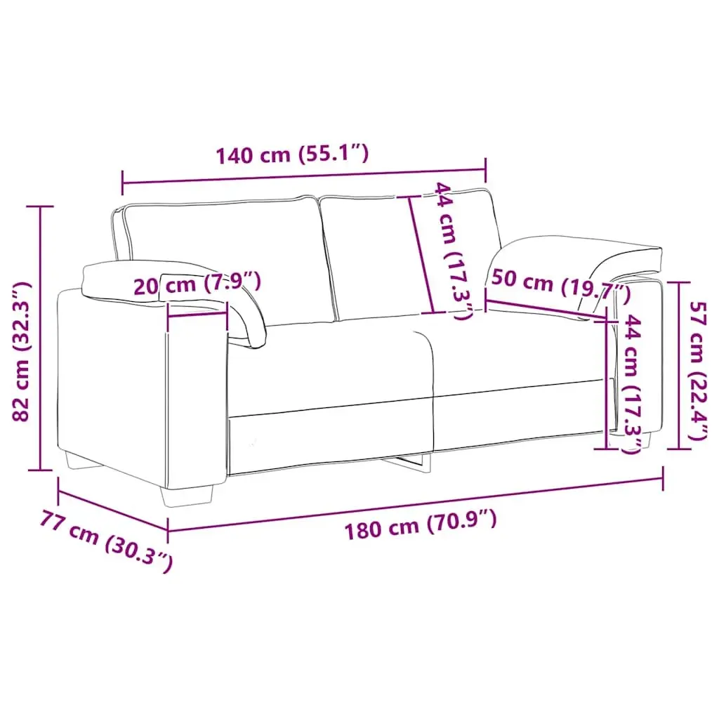 Loveseat Sofa 180cm Grey Velvet Two Seater Couch Living Room Bedroom Furniture
