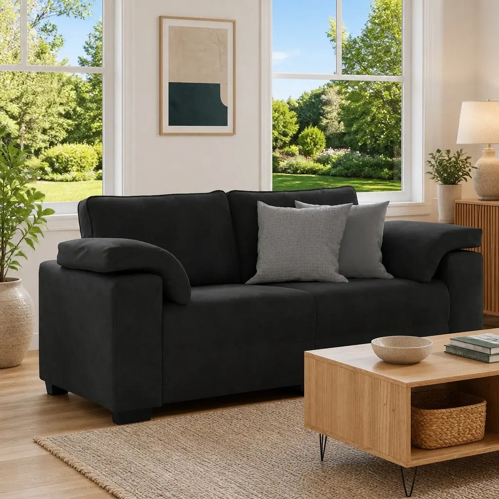 Black Velvet Loveseat Sofa for Two