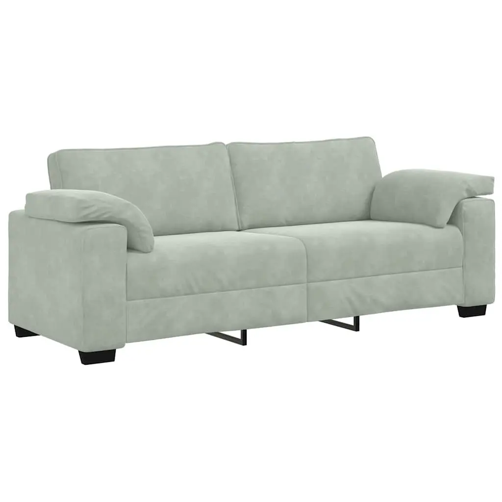 3-Seater Sofa Relaxation Grey Velvet Couch