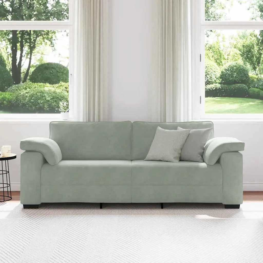 3-Seater Sofa Relaxation Grey Velvet Couch