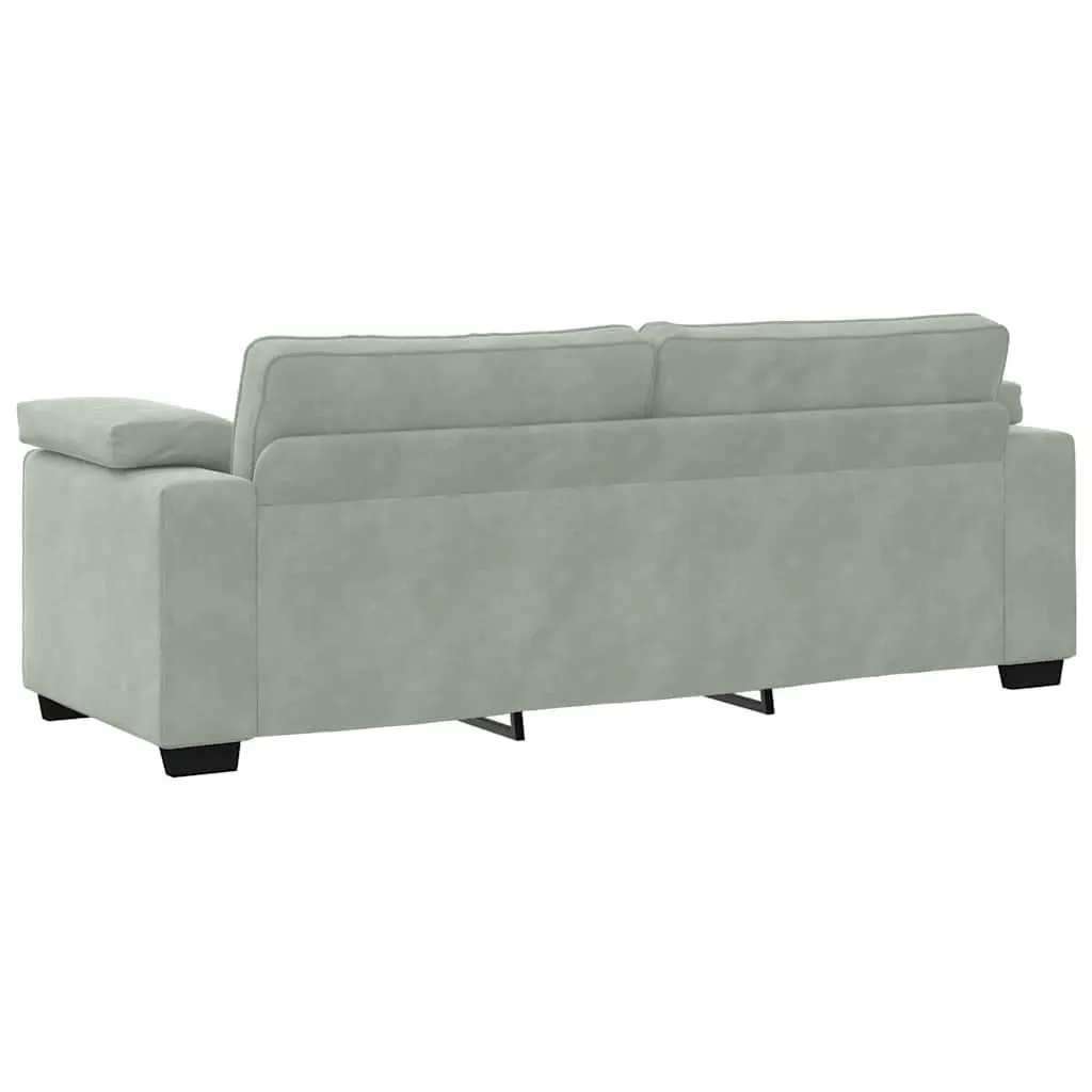 3-Seater Sofa Relaxation Grey Velvet Couch